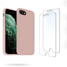 Cover iPhone 7/8/SE2020/SE2022 e 2 schermi di protezione - Silicone - Rosa