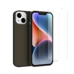 Cover iPhone 14 Plus e 2 schermi di protezione - Silicone - Nero