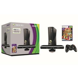 Console Microsoft Xbox 360 Slim  + 1 controller + Kinect Adventures Game - Nero lucido