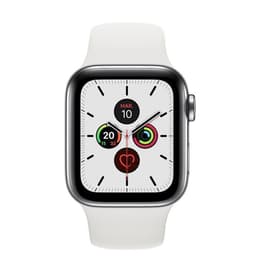 Apple Watch (Series 5) Settembre 2019 40 mm - Acciaio inossidabile Argento - Cinturino Sport Bianco