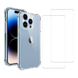 Cover iPhone 14 Pro e 2 schermi di protezione - TPU - Trasparente