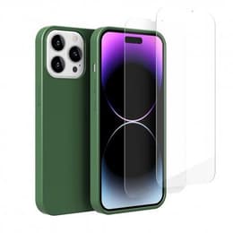 Cover iPhone 14 Pro e 2 schermi di protezione - Silicone - Verde