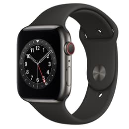 Apple Watch (Series 6) GPS + Cellular 44 mm - Acciaio inossidabile Grafite - Cinturino Sport Nero