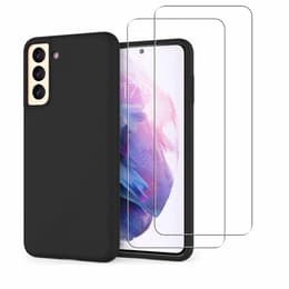 Cover Galaxy S21 5G e 2 schermi di protezione - Silicone - Nero