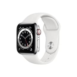 Apple Watch (Series 6) GPS 40 mm - Acciaio inossidabile Argento - Sport loop Bianco