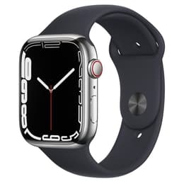Apple Watch (Series 7) GPS + Cellular 45 mm - Acciaio inossidabile Argento - Cinturino Sport Nero