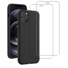 Cover iPhone 12 Pro Max e 2 schermi di protezione - Silicone - Nero