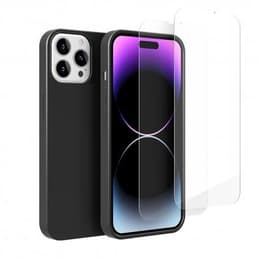 Cover iPhone 14 Pro Max e 2 schermi di protezione - Silicone - Nero