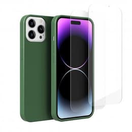 Cover iPhone 14 Pro Max e 2 schermi di protezione - Silicone - Verde