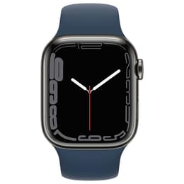Apple Watch (Series 7) 2021 GPS + Cellular 45 mm - Acciaio inossidabile Nero - Cinturino Sport Blu