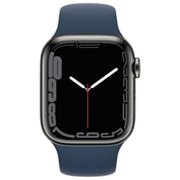 Apple Watch Series 7 (2021) GPS + Cellular 45 mm - Acciaio inossidabile Grafite - Cinturino Sport Blu