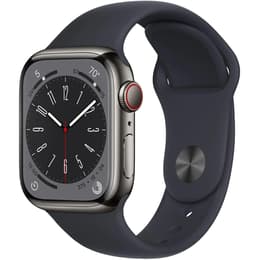 Apple Watch (Series 8) 2022 GPS + Cellular 41 mm - Acciaio inossidabile Grafite - Cinturino Sport Nero