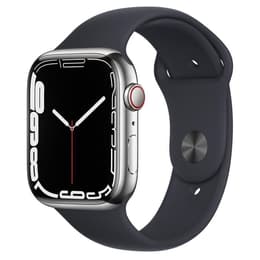 Apple Watch (Series 7) 2021 GPS + Cellular 45 mm - Acciaio inossidabile Argento - Cinturino Sport Nero