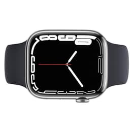 Apple Watch (Series 7) 2021 GPS + Cellular 45 mm - Acciaio inossidabile Argento - Cinturino Sport Nero