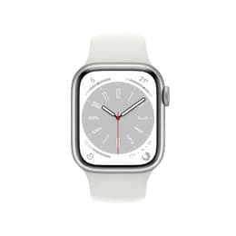 Apple Watch (Series 8) 2022 GPS + Cellular 45 mm - Acciaio inossidabile Argento - Cinturino Sport Bianco