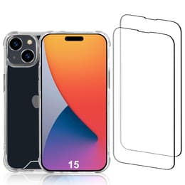 Cover iPhone 15 e 2 schermi di protezione - Plastica riciclata - Trasparente
