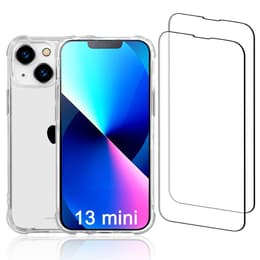 Cover iPhone 13 mini e 2 schermi di protezione - Plastica riciclata - Trasparente