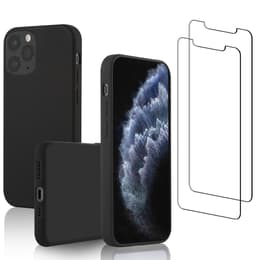 Cover iPhone 11 Pro e 2 schermi di protezione - Silicone - Nero