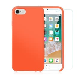 Cover iPhone SE (2022/2020)/8/7/6/6S e 2 schermi di protezione - Silicone - Arancione