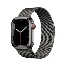 Apple Watch (Series 7) 2021 GPS + Cellular 41 mm - Acciaio inossidabile Nero - Loop in maglia milanese Nero