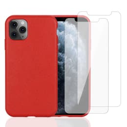 Cover iPhone 11 Pro e 2 schermi di protezione - Materiale naturale - Rosso