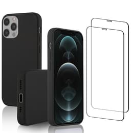 Cover iPhone 12/iPhone 12 Pro e 2 schermi di protezione - Silicone - Nero