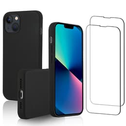Cover iPhone 14 Plus e 2 schermi di protezione - Silicone - Nero