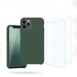 Cover iPhone 11 Pro Max e 2 schermi di protezione - Silicone - Verde