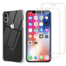 Cover iPhone XS,iPhone X e 2 schermi di protezione - TPU - Trasparente