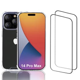 Cover iPhone 14 Pro Max e 2 schermi di protezione - Plastica riciclata - Trasparente