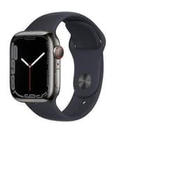 Apple Watch (Series 7) 2021 GPS + Cellular 41 mm - Acciaio inossidabile Grigio - Cinturino Sport Nero