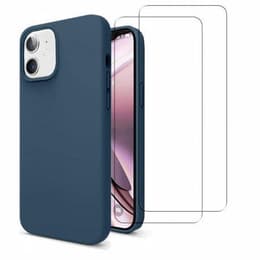 Cover iPhone 11 e 2 schermi di protezione - Silicone - Blu