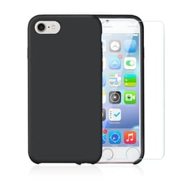 Cover iPhone SE (2022/2020)/8/7/6/6S e 2 schermi di protezione - Silicone - Nero