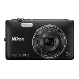 Macchina fotografica compatta Coolpix S3500 - Nero + Nikkor Wide-angle Optical Zoom-NIKKOR ED f/3.4-6.4
