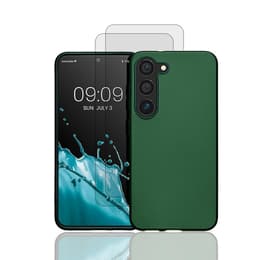 Cover Galaxy S23+ e 2 schermi di protezione - Silicone - Verde