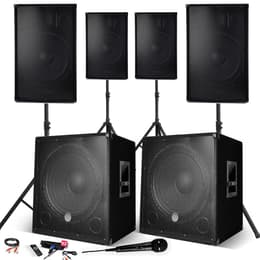 Altoparlanti Bluetooth Bm Sonic Système Sonorisation 4400W Complet, 4 Enceintes, 2 Subwoofers USB/BLUETOOTH CABLE PC + Pieds, Prestations, Micro SONO DJ PA BAR - Nero