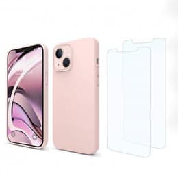 Cover iPhone 13 mini e 2 schermi di protezione - Silicone - Rosa