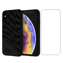 Back Market Cover iPhone X/XS e shermo protettivo - 100% biodegradabile - Nero - Motivo Onda