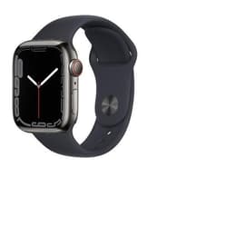 Apple Watch (Series 7) 2021 GPS + Cellular 45 mm - Acciaio inossidabile Grafite - Cinturino Sport Nero