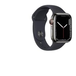 Apple Watch (Series 7) 2021 GPS + Cellular 45 mm - Acciaio inossidabile Grafite - Cinturino Sport Nero