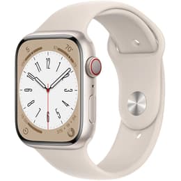 Apple Watch (Series 8) 2022 GPS + Cellular 45 mm - Alluminio Galassia - Cinturino Sport Bianco