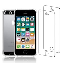 Cover iPhone SE(2016) e 2 schermi di protezione - Plastica riciclata - Trasparente