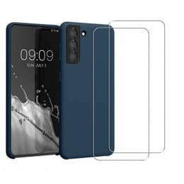 Cover Galaxy S21+ 5G e 2 schermi di protezione - Silicone - Blu navy