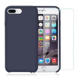 Cover iPhone 7 Plus/8 Plus e 2 schermi di protezione - Silicone - Blu