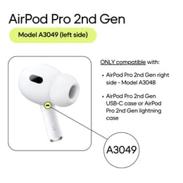 Apple Auricolare sinistro (USB-C MagSafe) - AirPods Pro 2a generazione (2022) - Bianco (A3048)