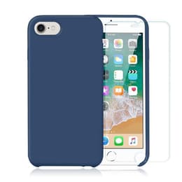 Cover iPhone SE (2022/2020)/8/7/6/6S e 2 schermi di protezione - Silicone - Blu cobalto