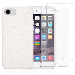 Cover iPhone SE (2022/2020)/8/7/6/6S e 2 schermi di protezione - Materiale naturale - Bianco