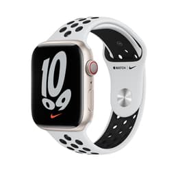Apple Watch (Series 7) 2021 GPS + Cellular 41 mm - Alluminio Galassia - Cinturino Nike Sport Bianco/Nero