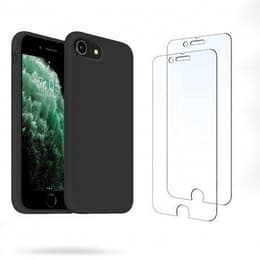Cover iPhone 7/8/SE2020/SE2022 e 2 schermi di protezione - Silicone - Nero