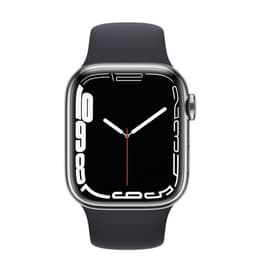 Apple Watch Series 7 (2021) GPS + Cellular 41 mm - Acciaio inossidabile Argento - Cinturino Sport Nero